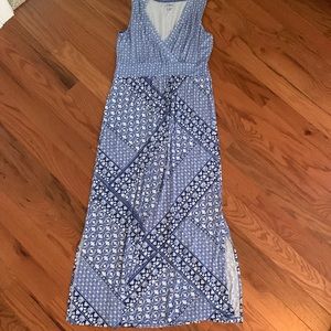 LL bean M Reg blue & white maxi dress